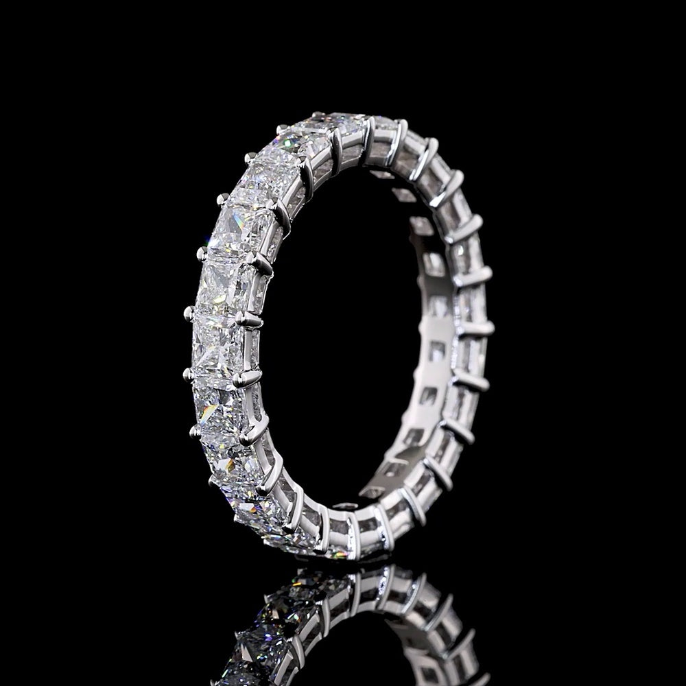 14K White Gold Eternity Band with Prong-Set Princess Cut Lab Diamonds - 3.61 Carat Total Weight - Covaloro Fine Jewelry