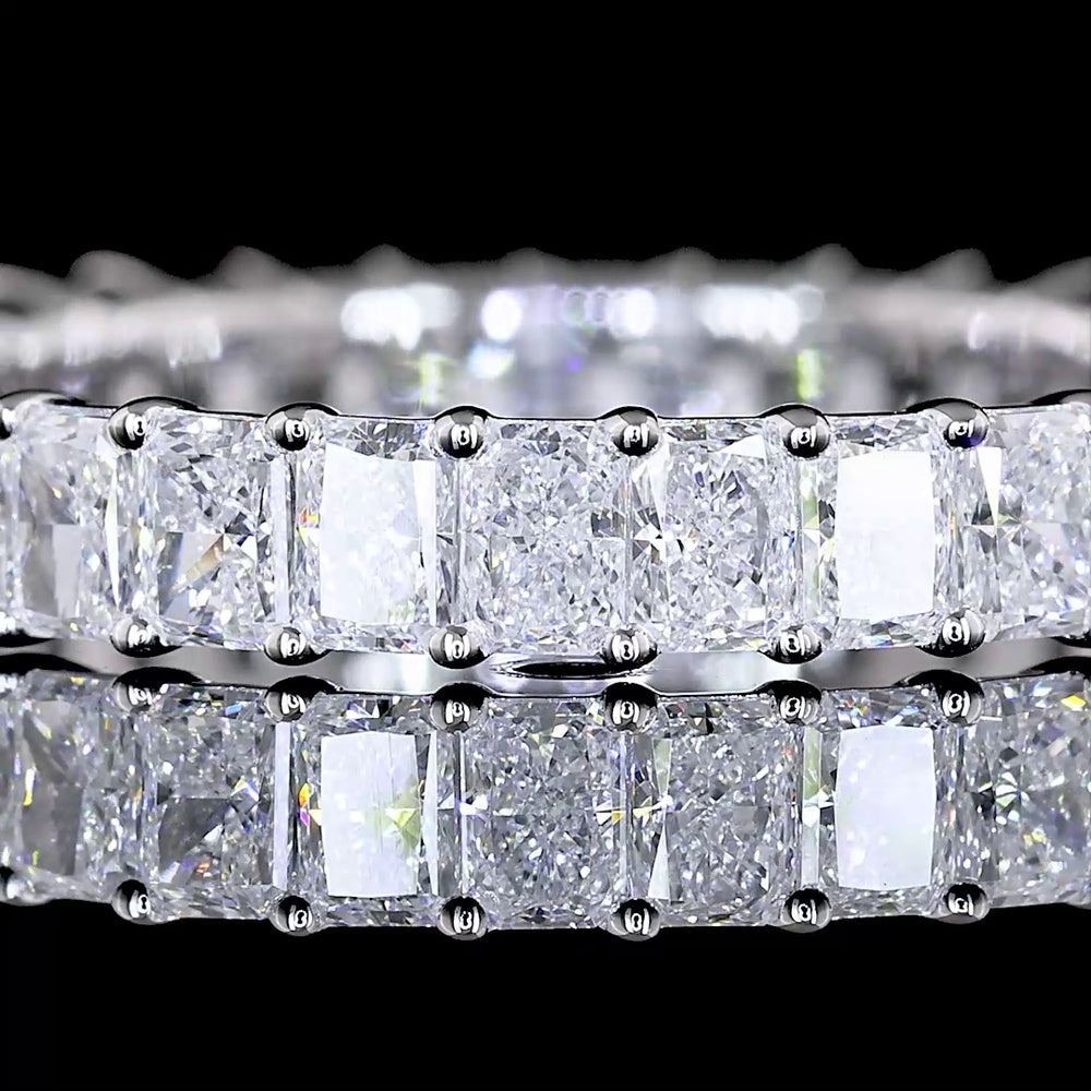 14K White Gold Eternity Band with Prong Set Radiant Cut Lab Diamonds - 1.80 Carat Total Weight (32 Stones, E-F VS Clarity) - Covaloro Fine Jewelry