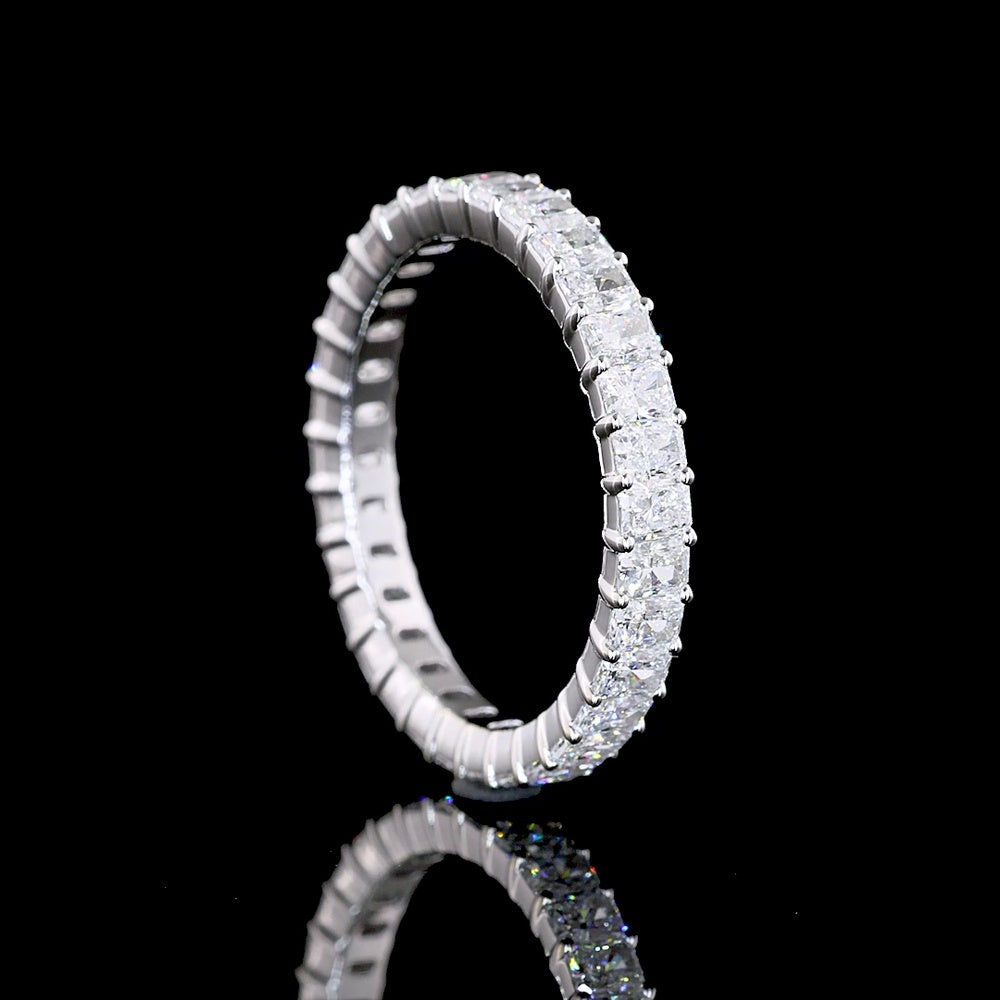 14K White Gold Eternity Band with Prong Set Radiant Cut Lab Diamonds - 1.80 Carat Total Weight (32 Stones, E-F VS Clarity) - Covaloro Fine Jewelry
