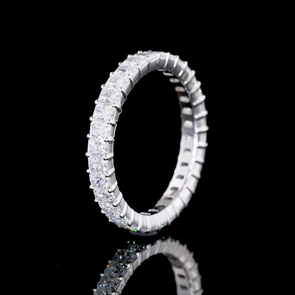 14K White Gold Eternity Band with Prong Set Radiant Cut Lab Diamonds - 1.80 Carat Total Weight (32 Stones, E-F VS Clarity) - Covaloro Fine Jewelry