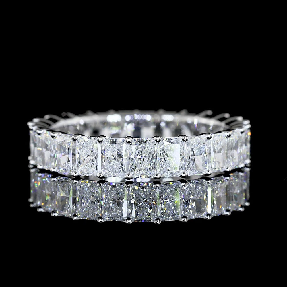 14K White Gold Eternity Band with Prong Set Radiant Cut Lab Diamonds - 2.93 Carat Total Weight, E-F Color VS Clarity - Covaloro Fine Jewelry