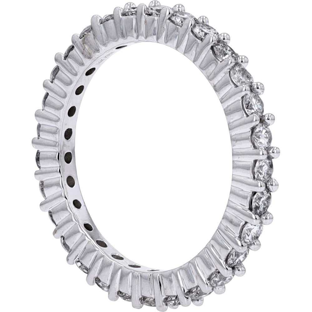 14K White Gold Eternity Band with Prong-Set Round Brilliant Diamonds - 1.00 Carat Total Diamond Weight