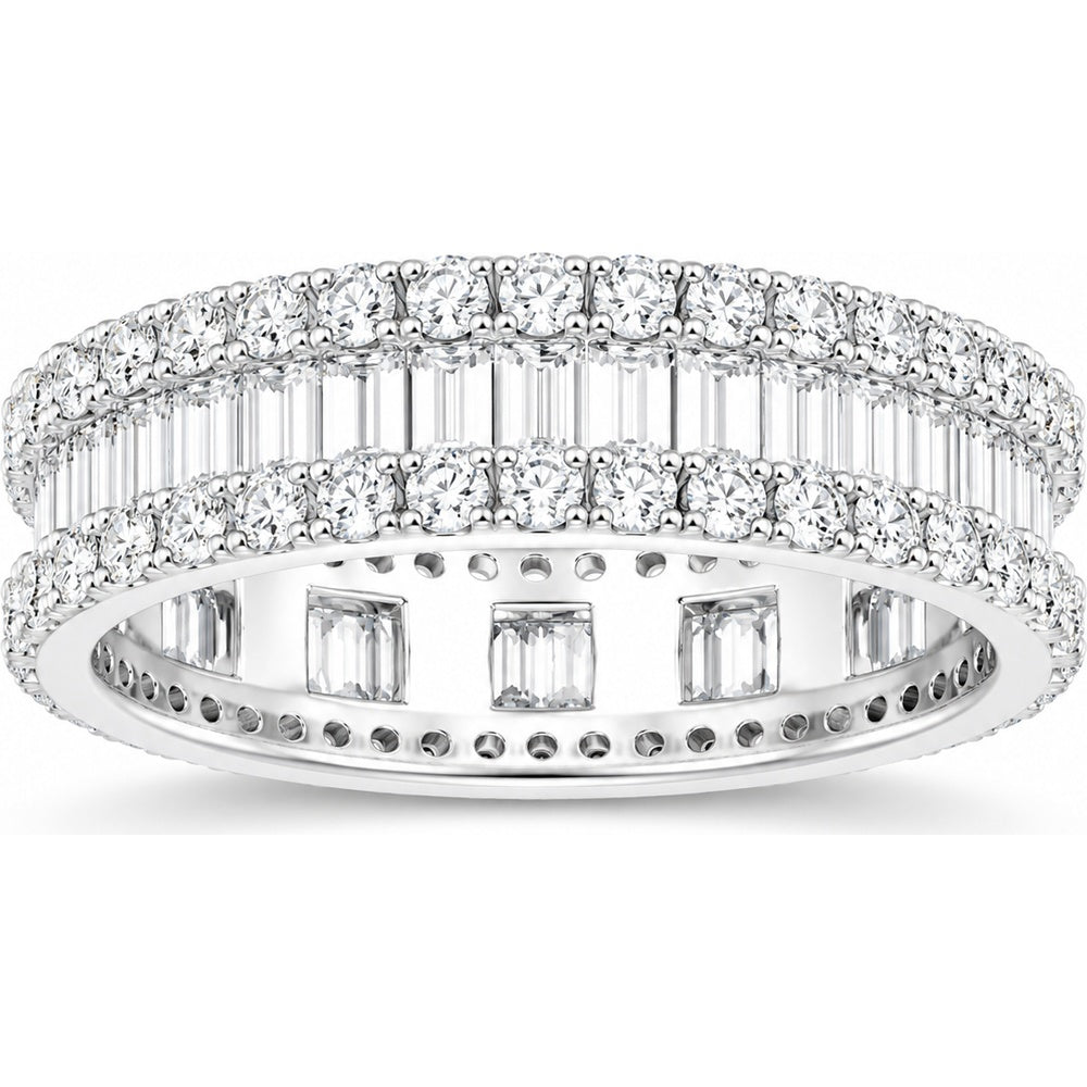 14K White Gold Eternity Band with Prong Set Round Brilliant Diamonds - 1.26 Carat Total Diamond Weight by Auriventus