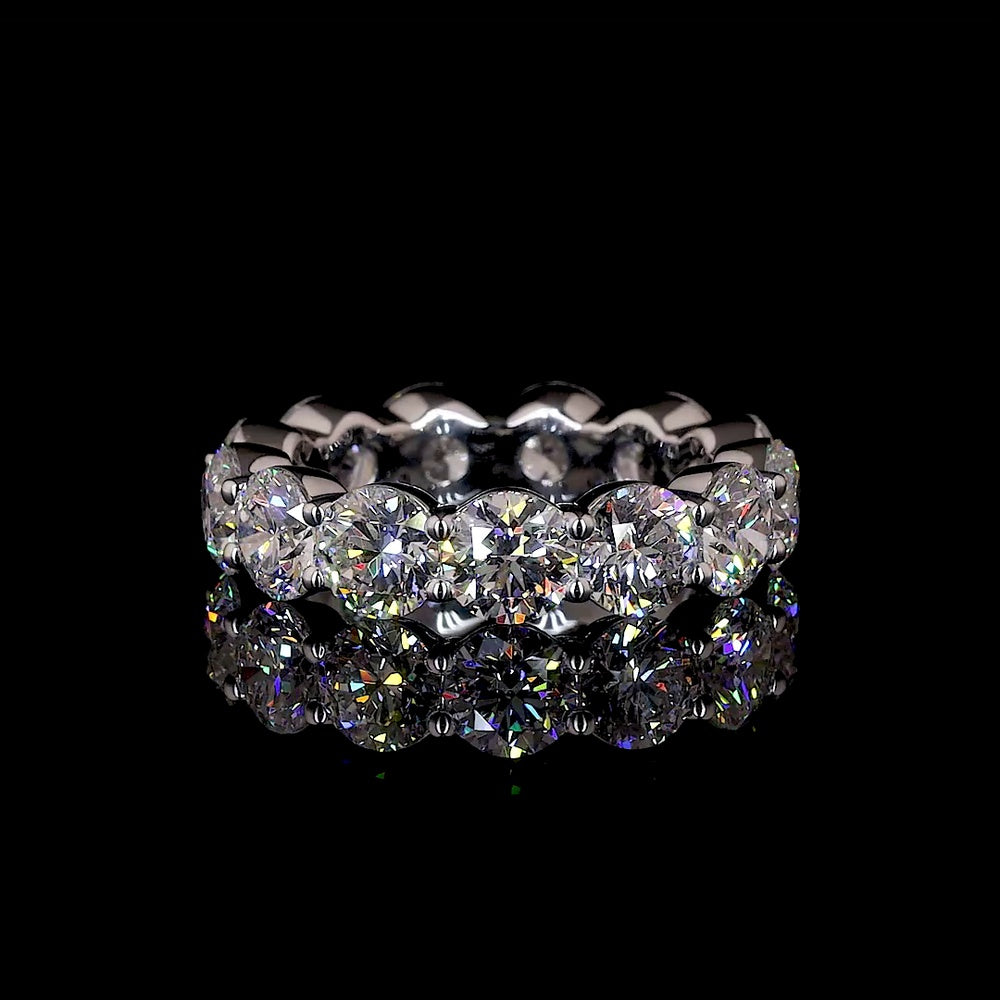 14K White Gold Eternity Band with Prong Set Round Cut Lab Diamonds - 6.83 Carat Total Diamond Weight - Covaloro Fine Jewelry