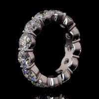 14K White Gold Eternity Band with Prong Set Round Cut Lab Diamonds - 6.83 Carat Total Diamond Weight - Covaloro Fine Jewelry