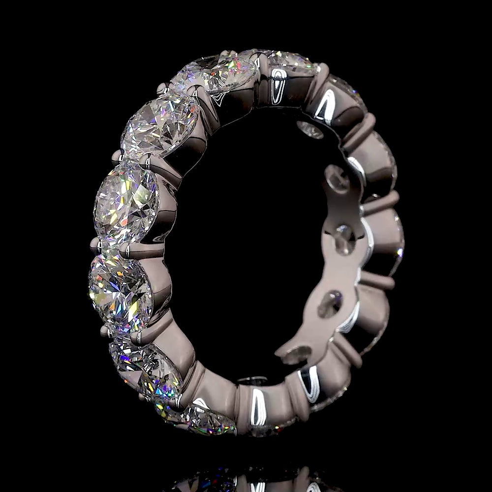 14K White Gold Eternity Band with Prong Set Round Cut Lab Diamonds - 6.83 Carat Total Diamond Weight - Covaloro Fine Jewelry
