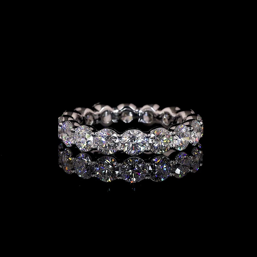 14K White Gold Eternity Band with Prong Set Round Lab Diamonds - 3.37 Carat Total Diamond Weight (E-F Color, VS1 Clarity) - Covaloro Fine Jewelry