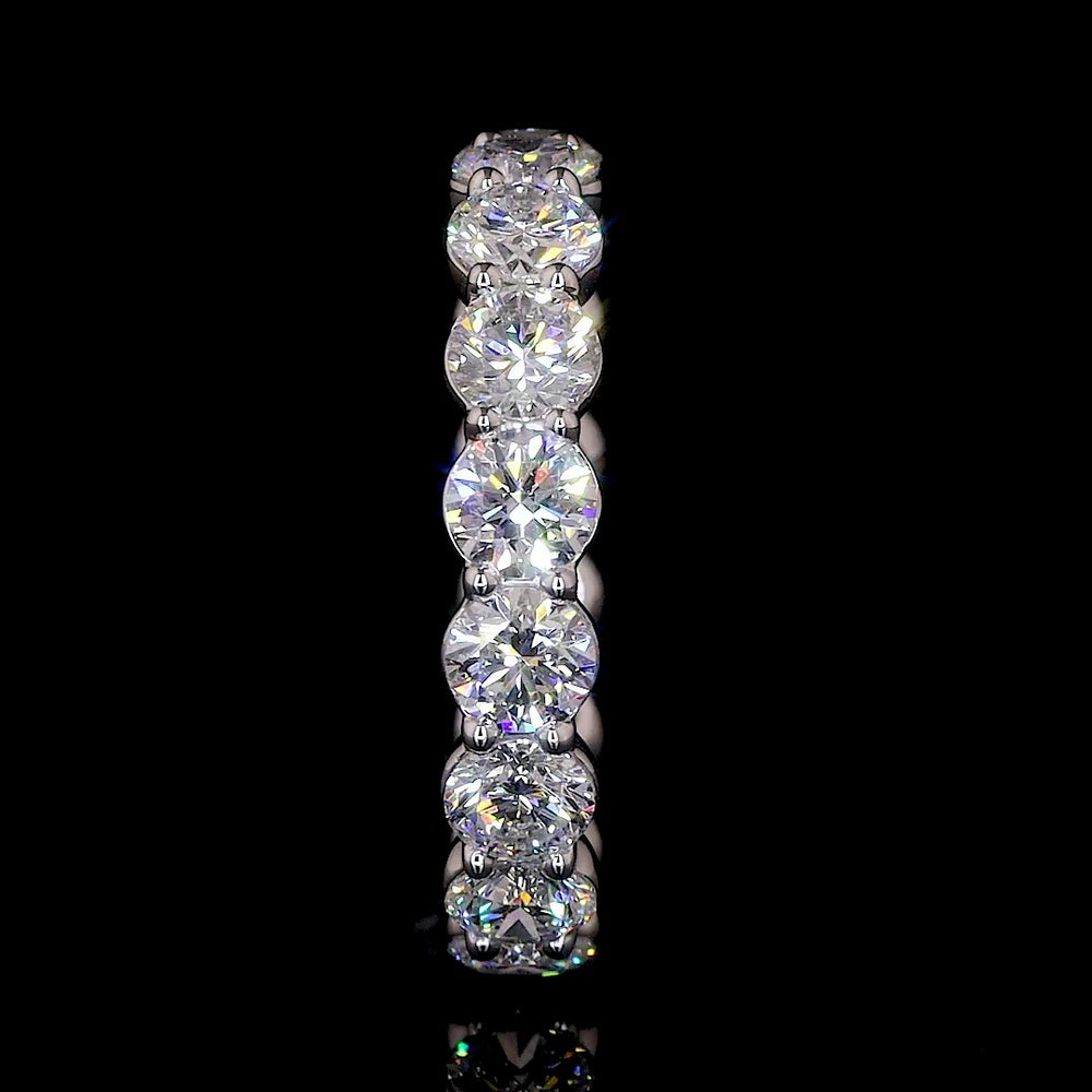 14K White Gold Eternity Band with Prong Set Round Lab Diamonds - 3.37 Carat Total Diamond Weight (E-F Color, VS1 Clarity) - Covaloro Fine Jewelry