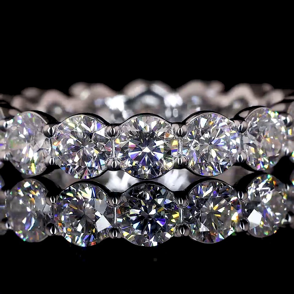 14K White Gold Eternity Band with Prong Set Round Lab Diamonds - 3.37 Carat Total Diamond Weight (E-F Color, VS1 Clarity) - Covaloro Fine Jewelry