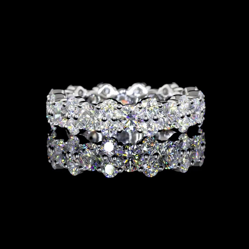 14K White Gold Eternity Band with Prong-Set Round Lab Diamonds - 5.66 Carat Total Diamond Weight, F Color VS2 Clarity - Covaloro Fine Jewelry