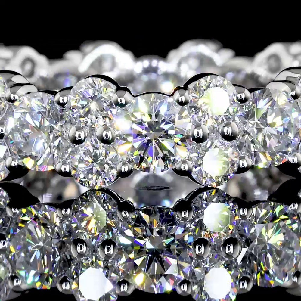 14K White Gold Eternity Band with Prong-Set Round Lab Diamonds - 5.66 Carat Total Diamond Weight, F Color VS2 Clarity - Covaloro Fine Jewelry