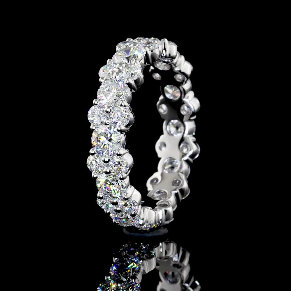 14K White Gold Eternity Band with Prong-Set Round Lab Diamonds - 5.66 Carat Total Diamond Weight, F Color VS2 Clarity - Covaloro Fine Jewelry
