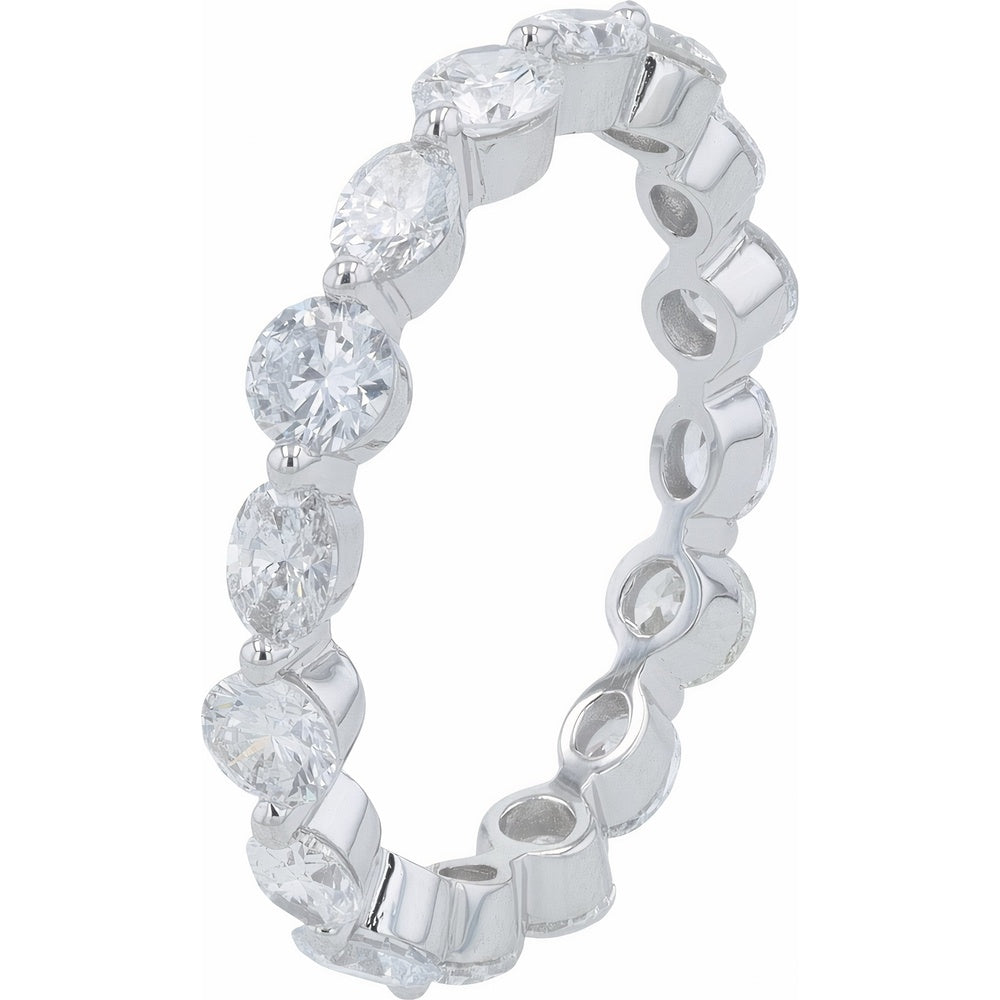 14K White Gold Eternity Band with Prong-Set Round Lab Grown Diamonds - 2.00 Carat Total Diamond Weight