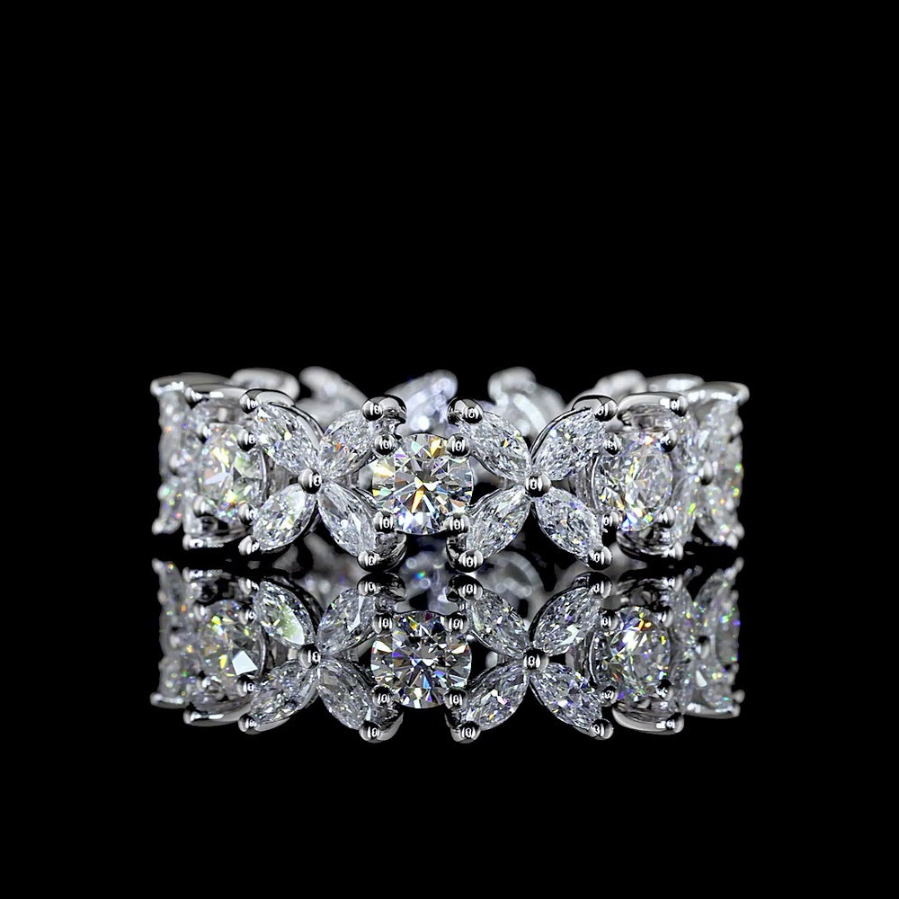 14K White Gold Eternity Band with Prong Set Round Lab-Grown Diamonds - 2.25 Carats Total Diamond Weight - Covaloro Fine Jewelry