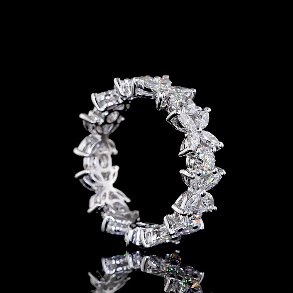 14K White Gold Eternity Band with Prong Set Round Lab-Grown Diamonds - 2.25 Carats Total Diamond Weight - Covaloro Fine Jewelry