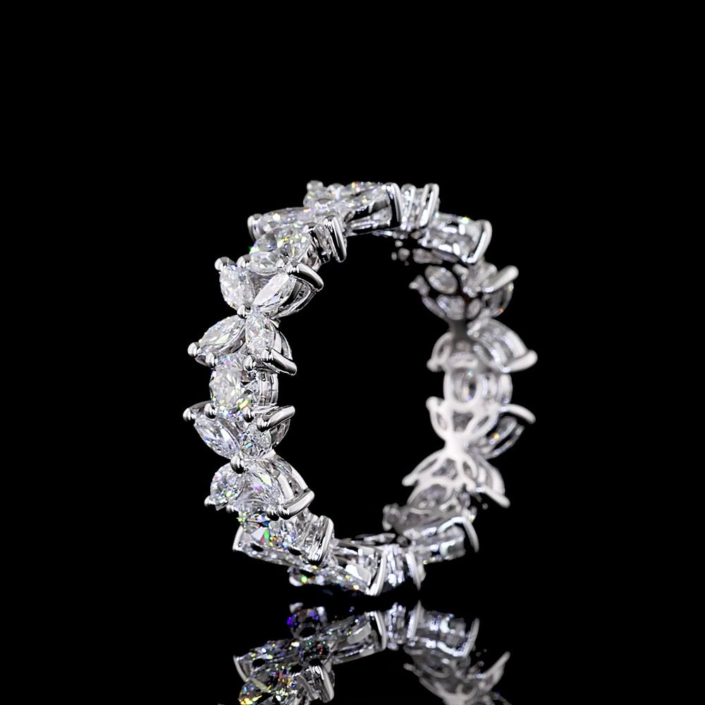 14K White Gold Eternity Band with Prong Set Round Lab-Grown Diamonds - 2.25 Carats Total Diamond Weight - Covaloro Fine Jewelry
