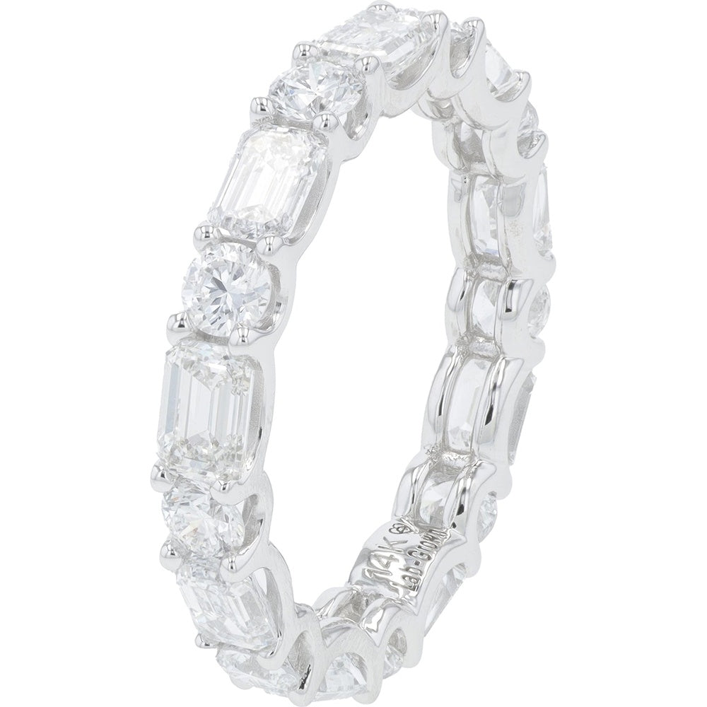 14K White Gold Eternity Band with Prong-Set Round Lab Grown Diamonds - 3.50 Carat Total Diamond Weight