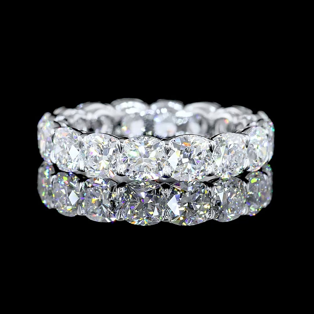 14K White Gold Eternity Band with Prong Set Square Cushion Brilliant Lab Diamonds - 5.01 Carat Total Diamond Weight - Covaloro Fine Jewelry