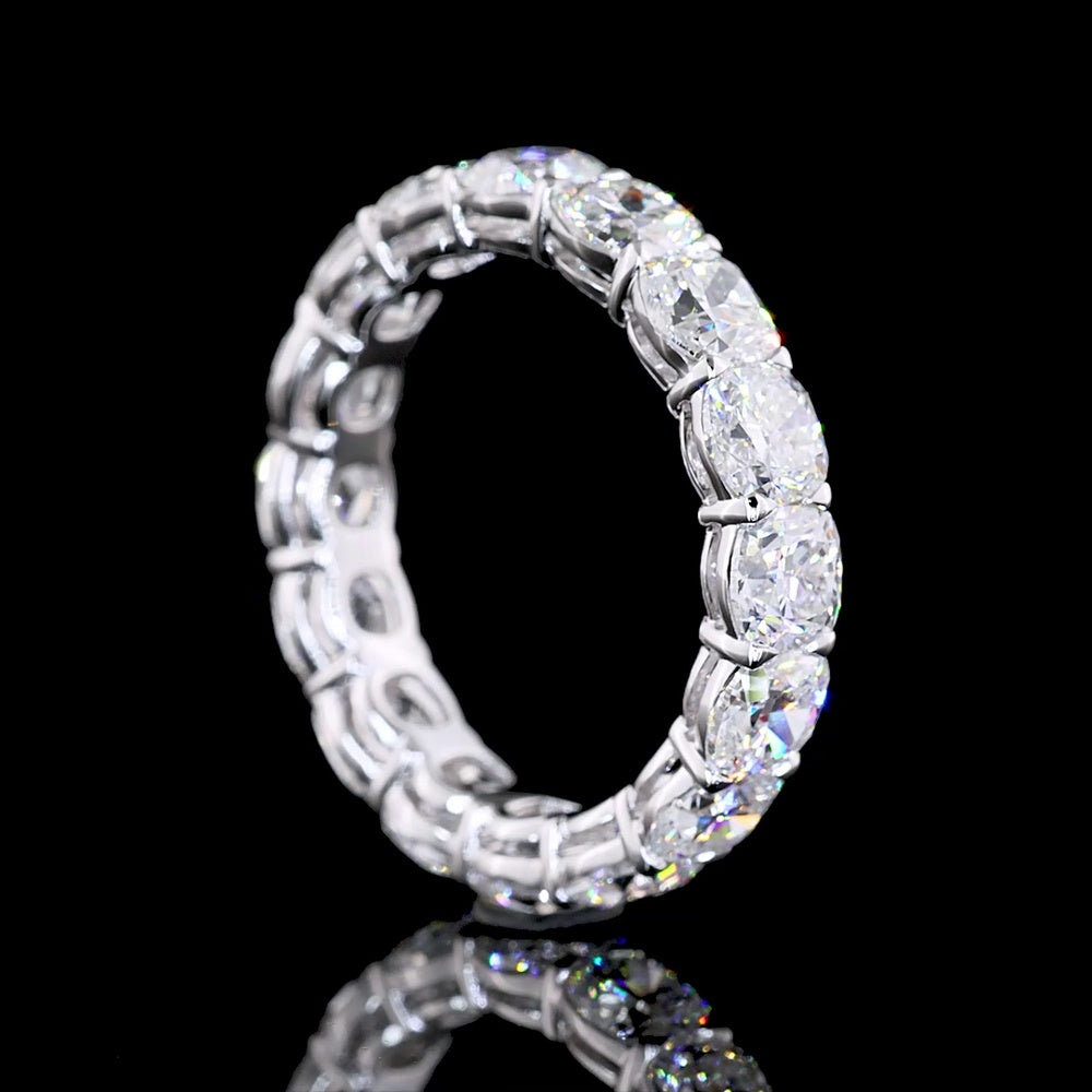 14K White Gold Eternity Band with Prong Set Square Cushion Brilliant Lab Diamonds - 5.01 Carat Total Diamond Weight - Covaloro Fine Jewelry