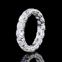 14K White Gold Eternity Band with Prong Set Square Cushion Brilliant Lab Diamonds - 5.01 Carat Total Diamond Weight - Covaloro Fine Jewelry