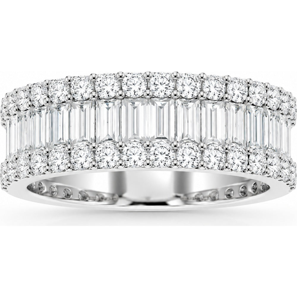 14K White Gold Eternity Band with Round and Baguette Diamonds - 2.82 Carat Total Diamond Weight by Auriventus