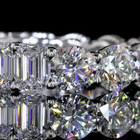 14K White Gold Eternity Band with Round and Emerald Cut Lab Diamonds - 5.79 Carats Total Diamond Weight - Covaloro Fine Jewelry