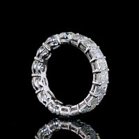 14K White Gold Eternity Band with Round and Emerald Cut Lab Diamonds - 5.79 Carats Total Diamond Weight - Covaloro Fine Jewelry