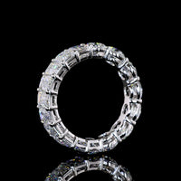 14K White Gold Eternity Band with Round and Emerald Cut Lab Diamonds - 5.79 Carats Total Diamond Weight - Covaloro Fine Jewelry