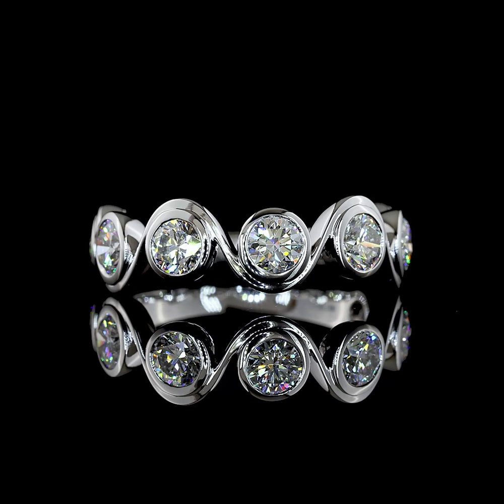 14K White Gold Eternity Band with Seven Bezel-Set Round Lab Diamonds - 1.57 Carat Total Weight - Covaloro Fine Jewelry