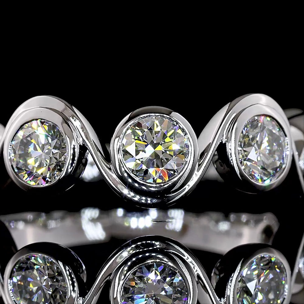 14K White Gold Eternity Band with Seven Bezel-Set Round Lab Diamonds - 1.57 Carat Total Weight - Covaloro Fine Jewelry