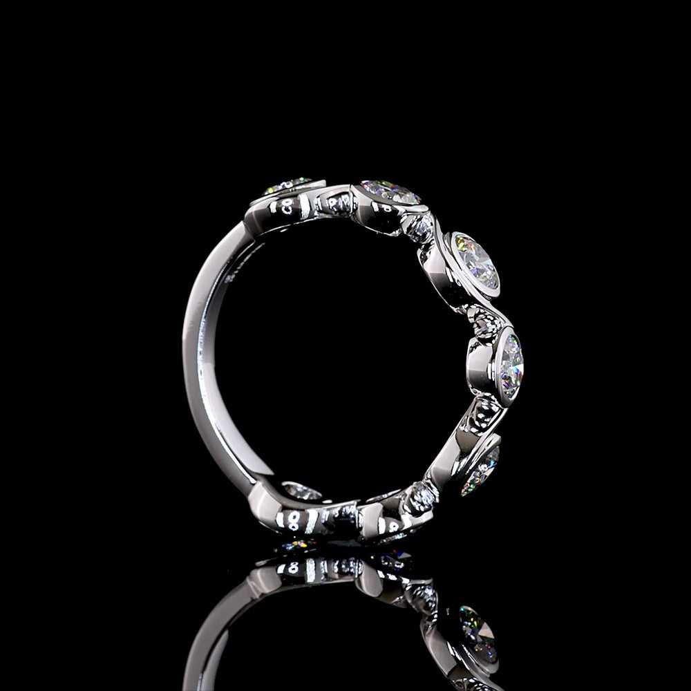 14K White Gold Eternity Band with Seven Bezel-Set Round Lab Diamonds - 1.57 Carat Total Weight - Covaloro Fine Jewelry