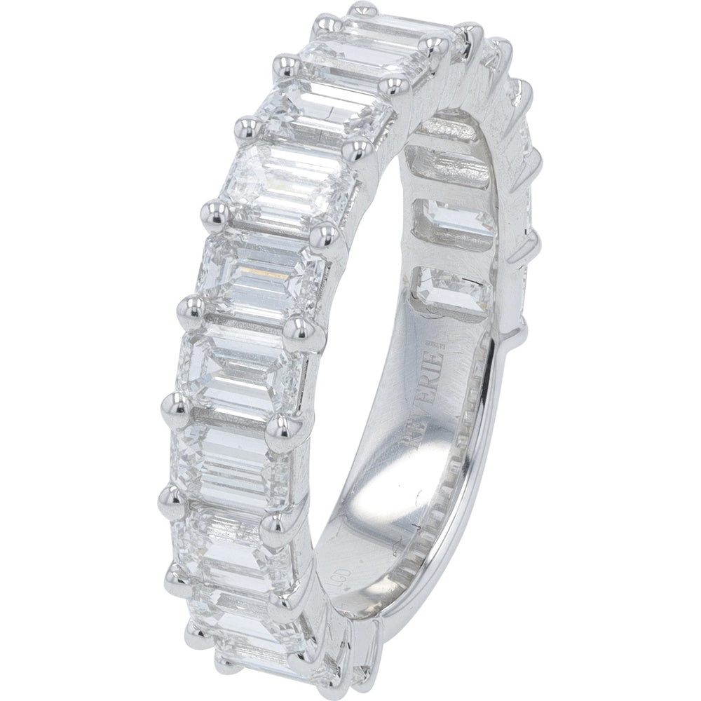 14K White Gold Eternity Band with Shared-Prong Set Emerald Cut Lab Grown Diamonds - 4.00 Carat Total Diamond Weight