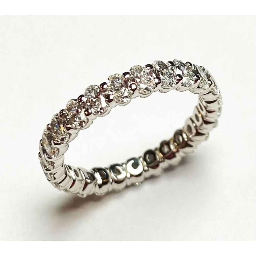 14K White Gold Eternity Band with Shared Prong Set Oval Diamonds - 2.26 Carat Total Diamond Weight by Auriventus