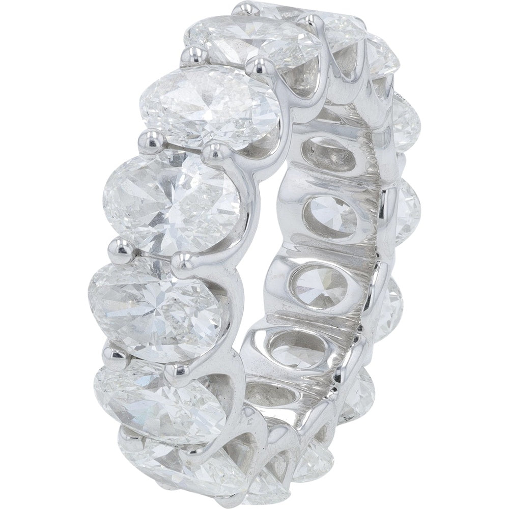 14K White Gold Eternity Band with Shared-Prong Set Oval Lab Grown Diamonds - 14.00 Carat Total Diamond Weight