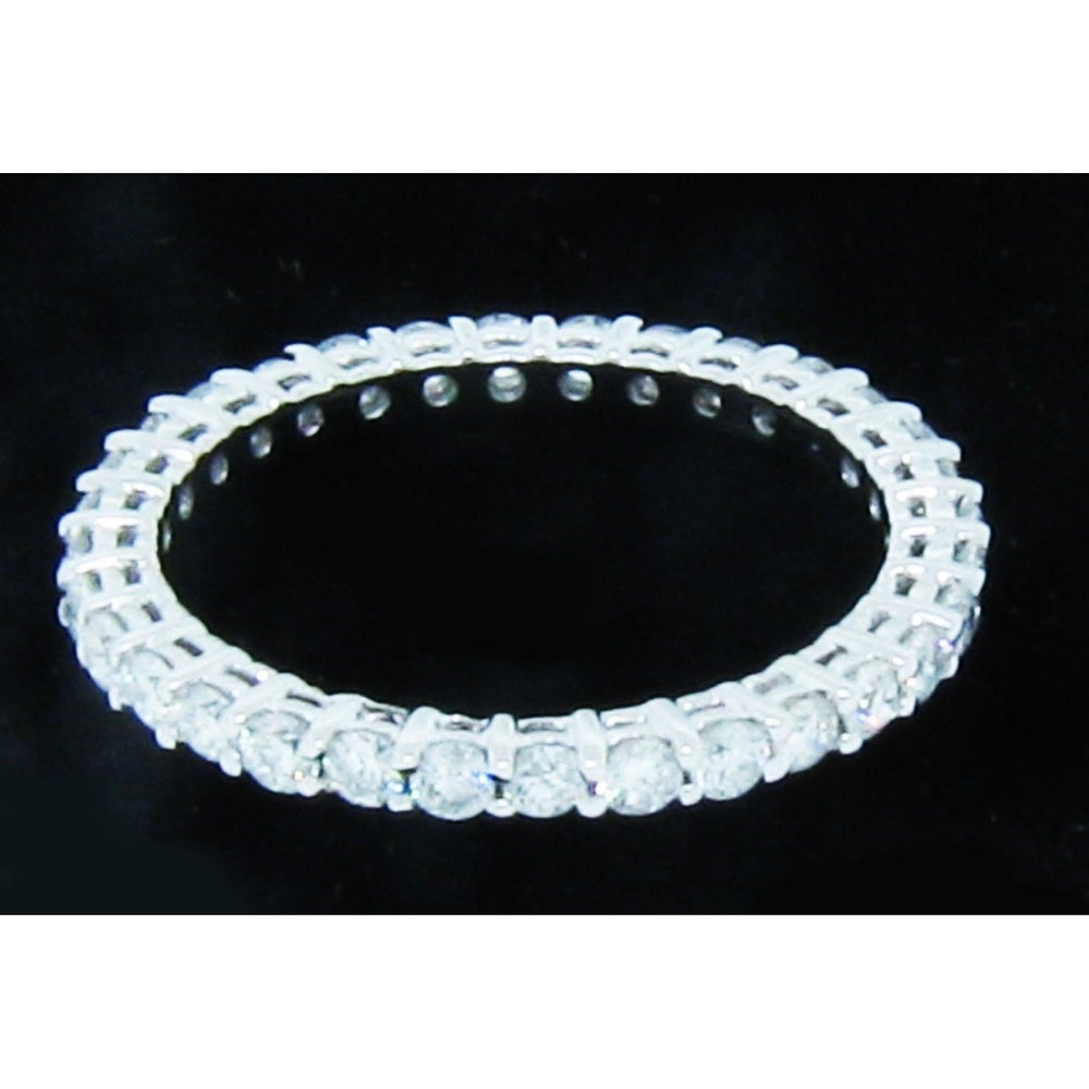 14K White Gold Eternity Band with Shared Prong Set Round Diamonds - 1.44 Carat Total Diamond Weight by Auriventus