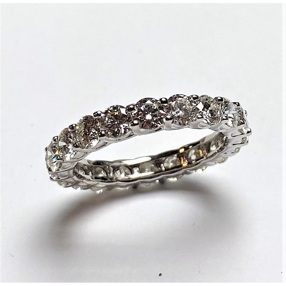 14K White Gold Eternity Band with Shared Prong Set Round Diamonds - 1.56 Carat Total Diamond Weight by Auriventus