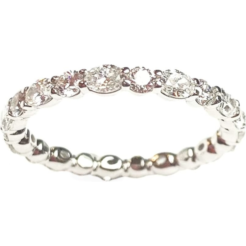 14K White Gold Eternity Band with Shared Prong Set Round Diamonds - 1.69 Carat Total Diamond Weight by Auriventus