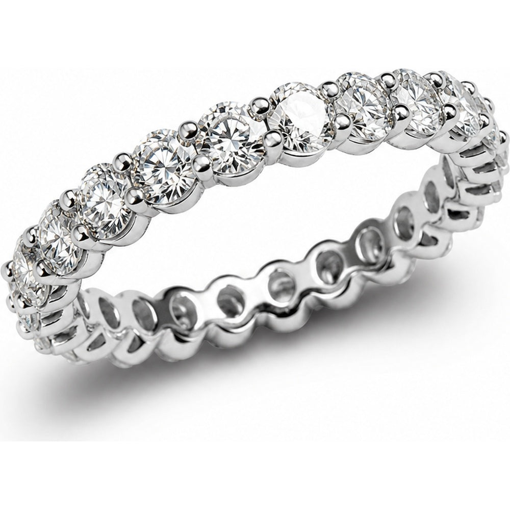 14K White Gold Eternity Band with Shared Prong Set Round Diamonds - 2.21 Carat Total Diamond Weight by Auriventus