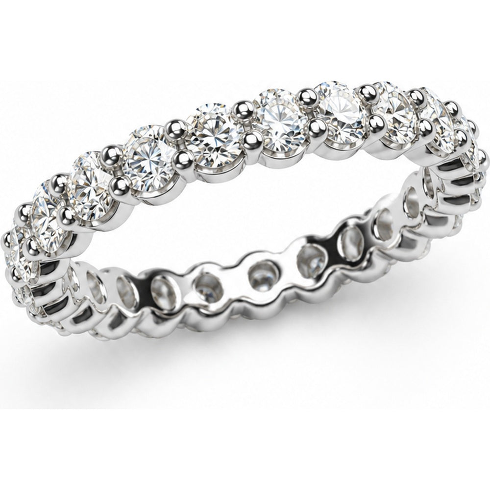14K White Gold Eternity Band with Shared Prong Set Round Diamonds - 2.29 Carat Total Diamond Weight by Auriventus