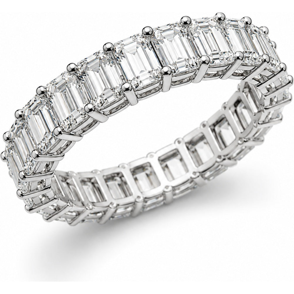 14K White Gold Eternity Band with Shared Prong Set Round Diamonds - 3.95 Carat Total Diamond Weight by Auriventus
