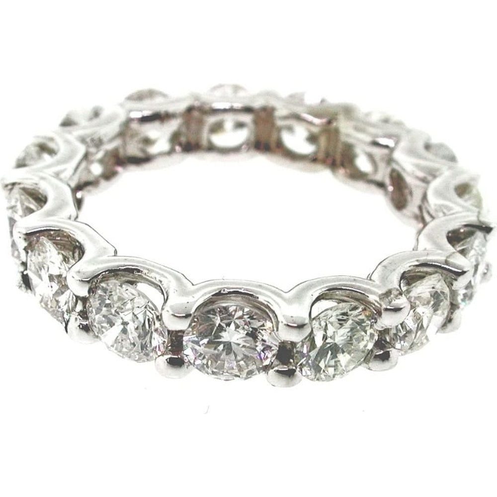 14K White Gold Eternity Band with Shared-Prong Set Round Diamonds - 4.78 Carat Total Diamond Weight by Auriventus