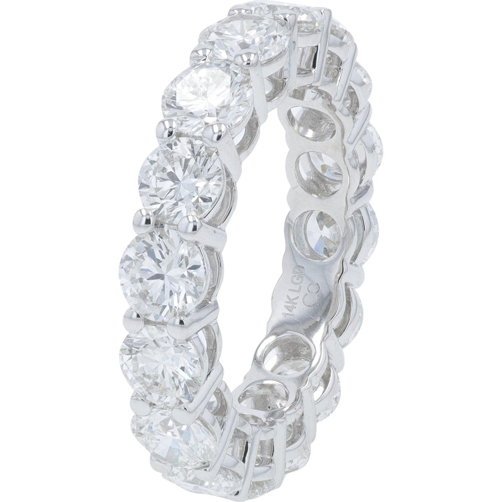 14K White Gold Eternity Band with Shared-Prong Set Round Lab Grown Diamonds - 5.00 Carat Total Diamond Weight