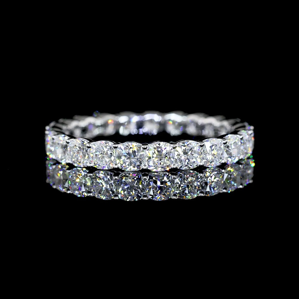 14K White Gold Eternity Band with Square Cushion Brilliant Cut Lab Diamonds - 2.32 Carat Total Diamond Weight - Covaloro Fine Jewelry