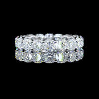 14K White Gold Eternity Band with Square Cushion Brilliant Cut Lab Diamonds - 4.40 Carat Total Weight, 18 Stones in Prong Setting - Covaloro Fine Jewelry