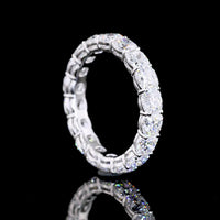 14K White Gold Eternity Band with Square Cushion Brilliant Cut Lab Diamonds - 4.40 Carat Total Weight, 18 Stones in Prong Setting - Covaloro Fine Jewelry