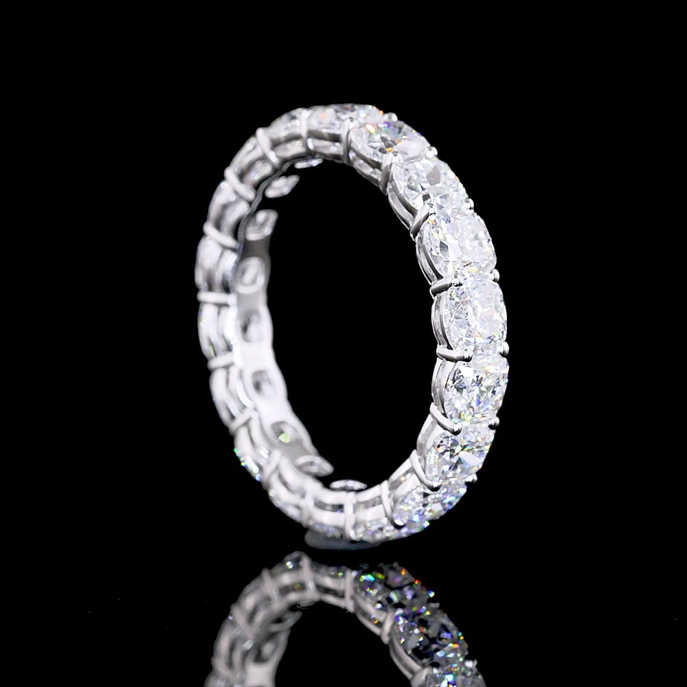 14K White Gold Eternity Band with Square Cushion Brilliant Cut Lab Diamonds - 4.40 Carat Total Weight, 18 Stones in Prong Setting - Covaloro Fine Jewelry