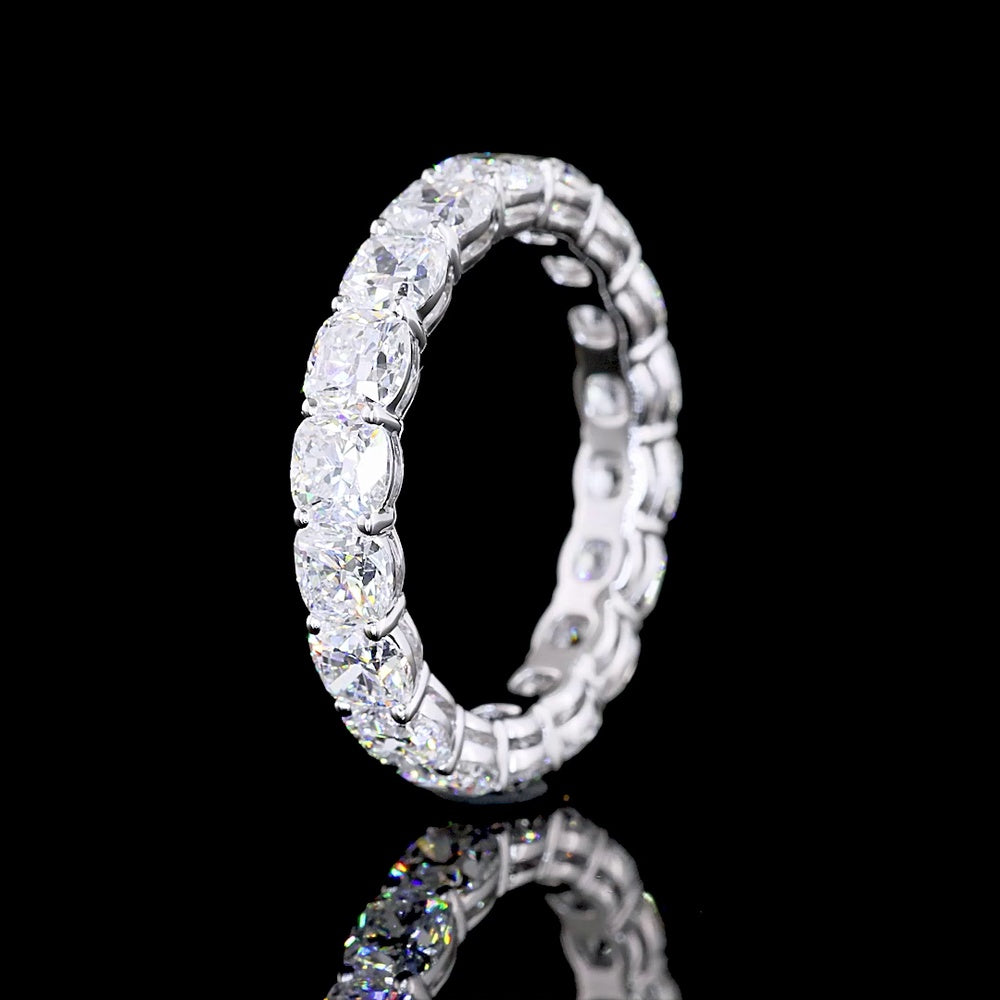 14K White Gold Eternity Band with Square Cushion Brilliant Cut Lab Diamonds - 4.40 Carat Total Weight, 18 Stones in Prong Setting - Covaloro Fine Jewelry