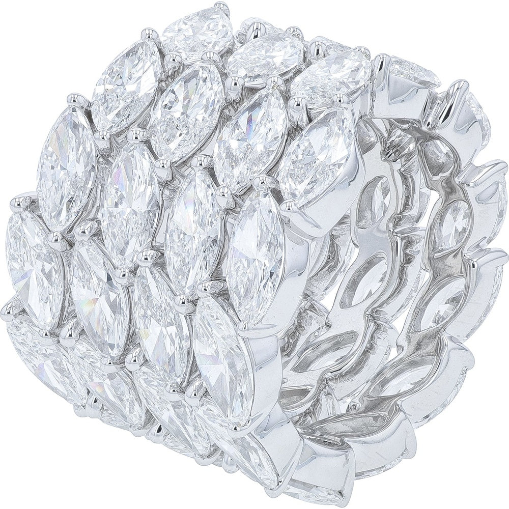 14K White Gold Eternity Band with Staggered Marquise-Cut Lab Grown Diamonds - 15.00 Carat Total Diamond Weight