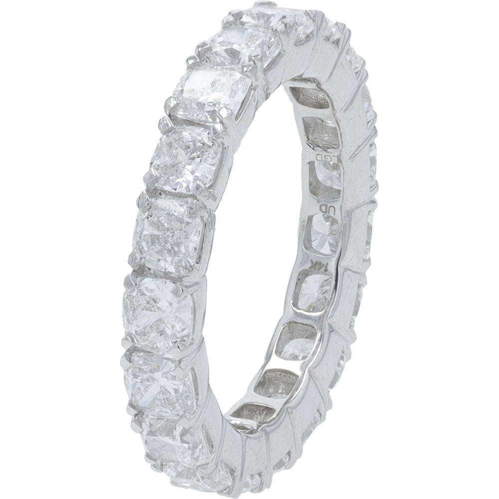 14K White Gold Eternity Band with U-Prong Set Cushion Cut Lab Grown Diamonds - 4.00 Carat Total Diamond Weight