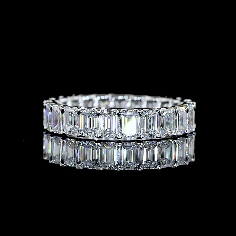 14K White Gold Eternity Band with U-Prong Set Emerald Cut Lab Diamonds - 3.10 Carat Total Weight, 22 Stones, E-F Color VS Clarity - Covaloro Fine Jewelry